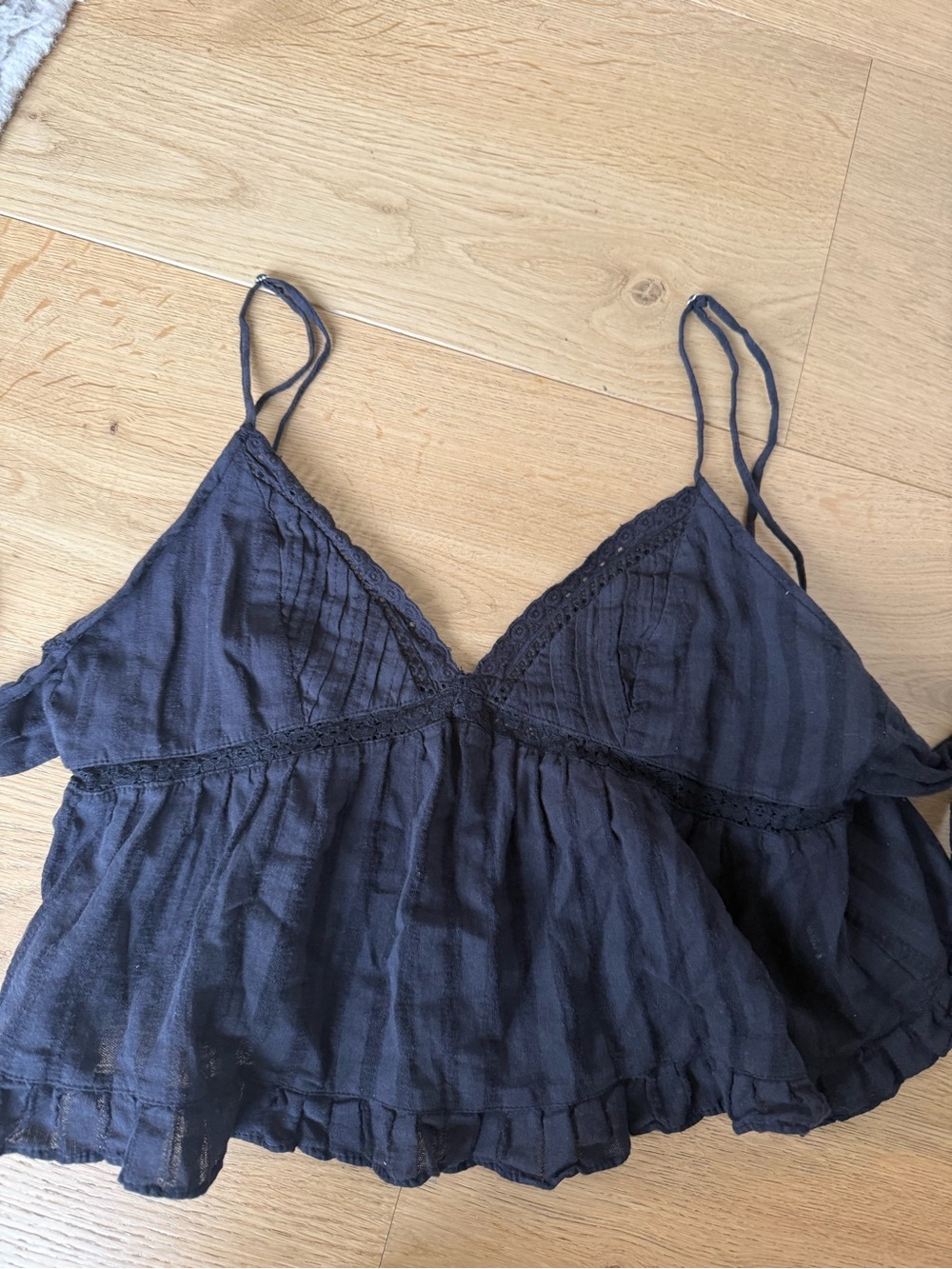 Zara Lace-Trim Strappy Blackless Crop Top